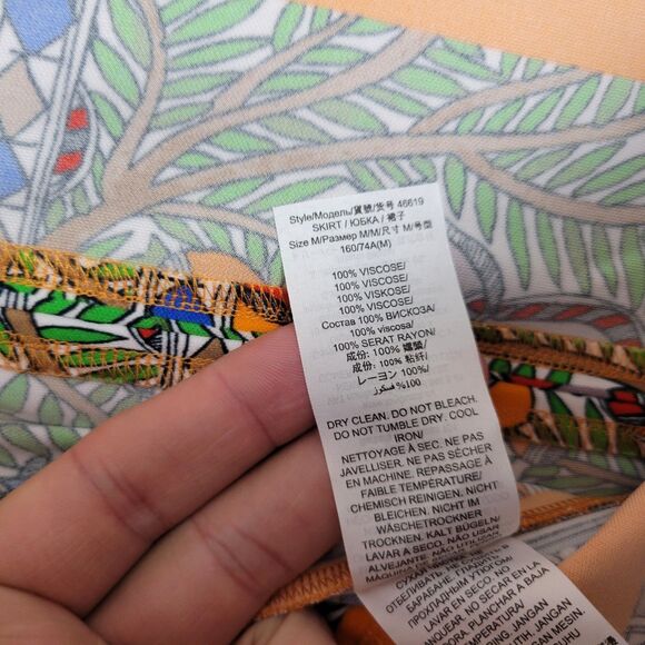 TORY BURCH Jada Skirt Orange Bird Jungle Gored Something Wild Stripe SIZE MEDIUM - Picture 13 of 13